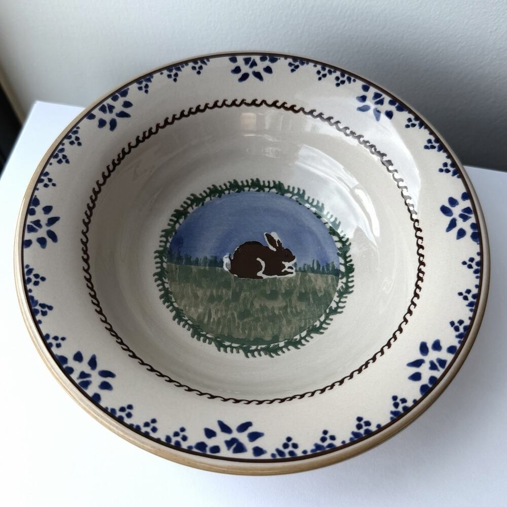 Nicholas Mosse Pottery Landscapes Rabbit 7” Rimmed Bowl Ireland Salad Soup Bunny
